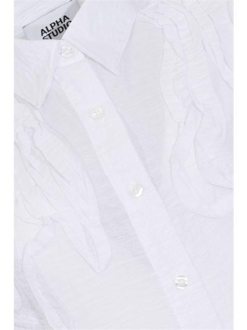 Camicia in cotone leggero con rouches Alpha Studio | AD-6443L2000